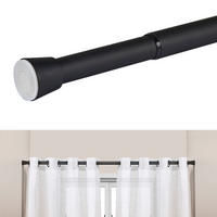 TELESKOP-VORHANGSTANGE mit Spannbefestigung Ø28 mm – Schwarz (70–120 cm) - Schwarz, Metall (2.8/120cm) - STORESDECO