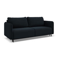 3-SITZER SOFA mit Schlaffunktion Samt Stoff Blau - Blau/Schwarz, Holz/Textil (226/90/92cm) - Makamii