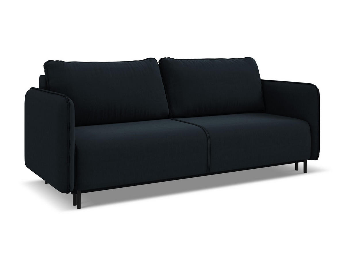 3-SITZER SOFA mit Schlaffunktion Samt Stoff Blau - Blau/Schwarz, Holz/Textil (226/90/92cm) - Makamii