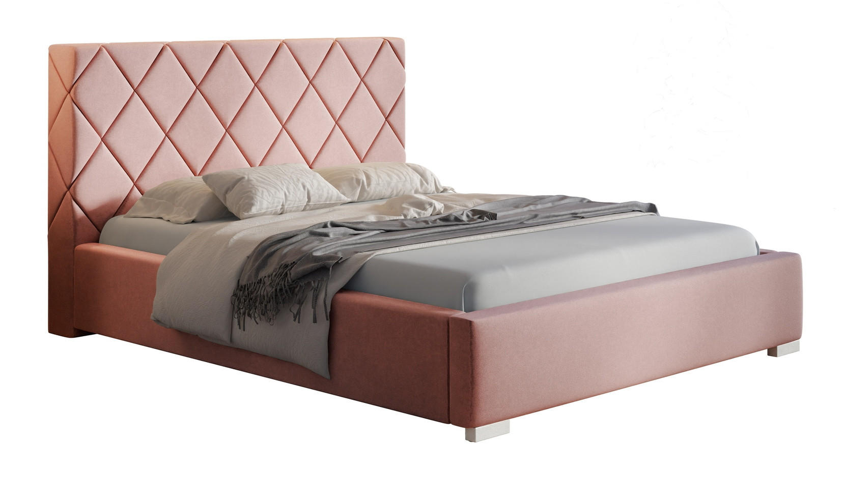 POLSTERBETT 180x200 Aron, Lattenrost, Samtstoff Rosa - Pink, Holz/Textil (180/200cm) - Emporius