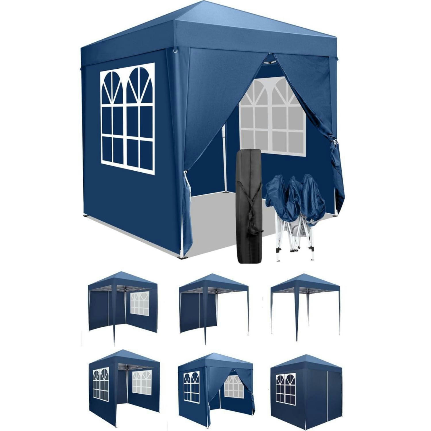 FALTPAVILLON 2 x 2 m blau mit 4 Seitenteilen - Blau, Textil (200/245/200cm)