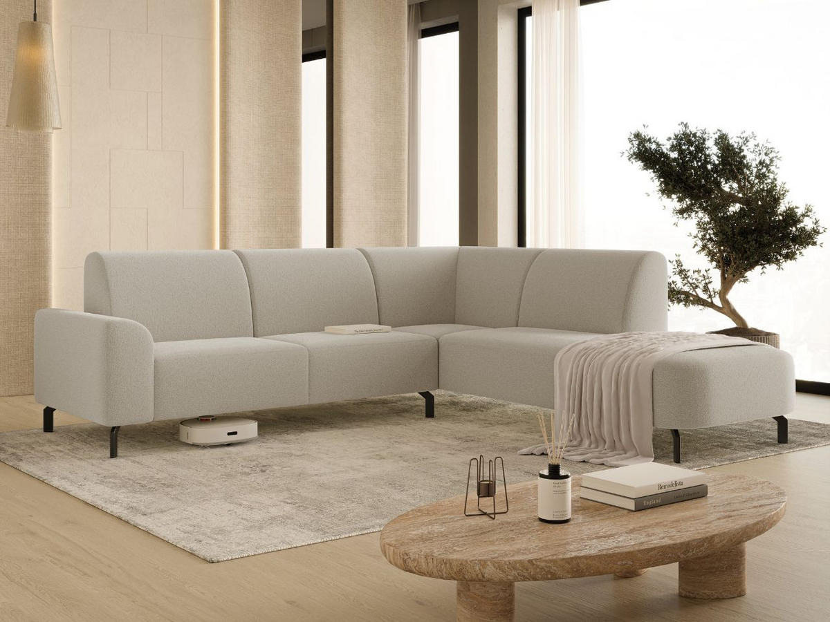 ECKSOFA Regento Beige Rechts - Beige/Schwarz, Holz/Textil (218/277cm) - Graingold