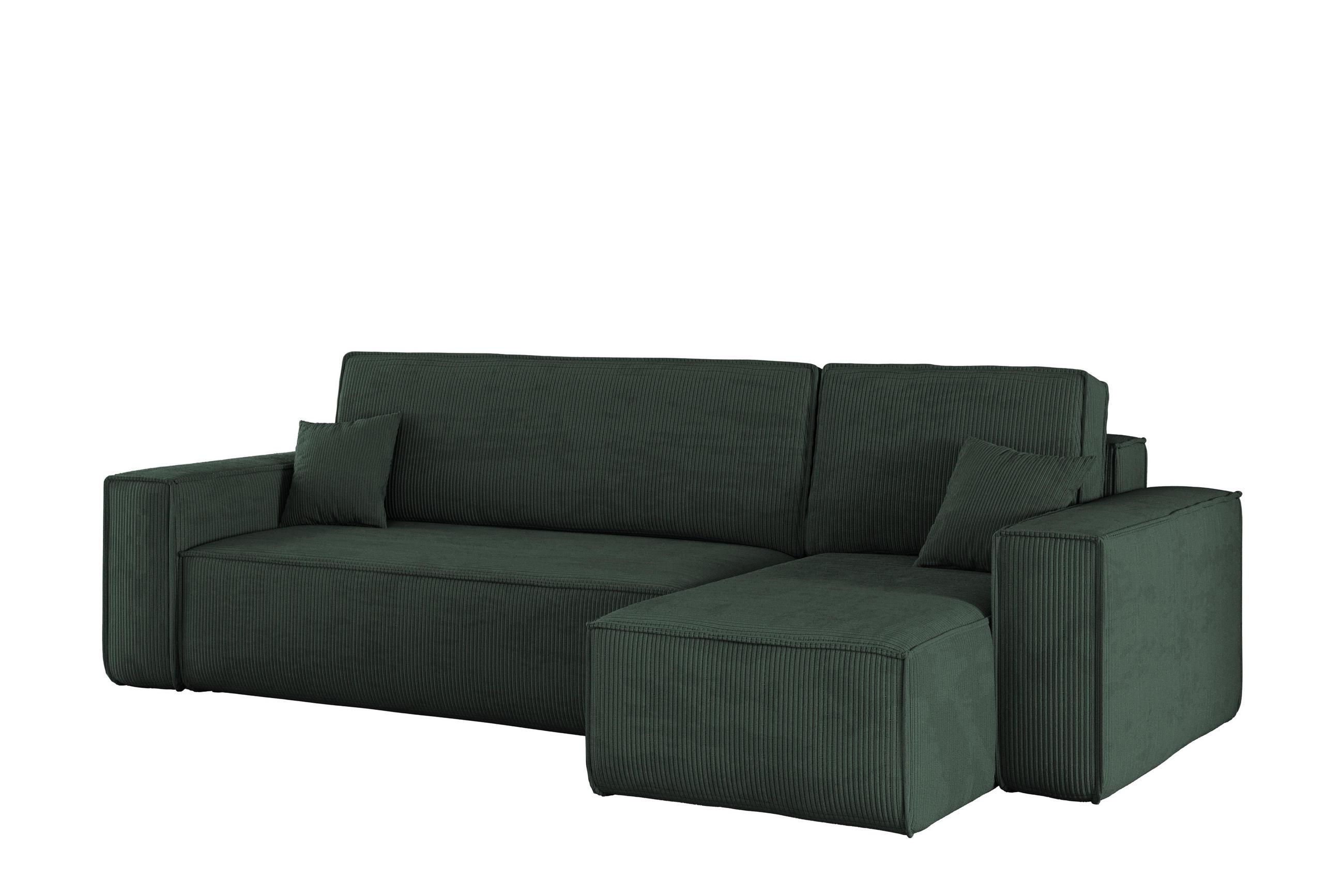 ECKSOFA Mit Schlaffunktion Und Bettkasten BEST Stoff Poso Dicker Cord Grün Rechts - Grün, Holz/Textil (244/142cm) - Kaiser Möbel