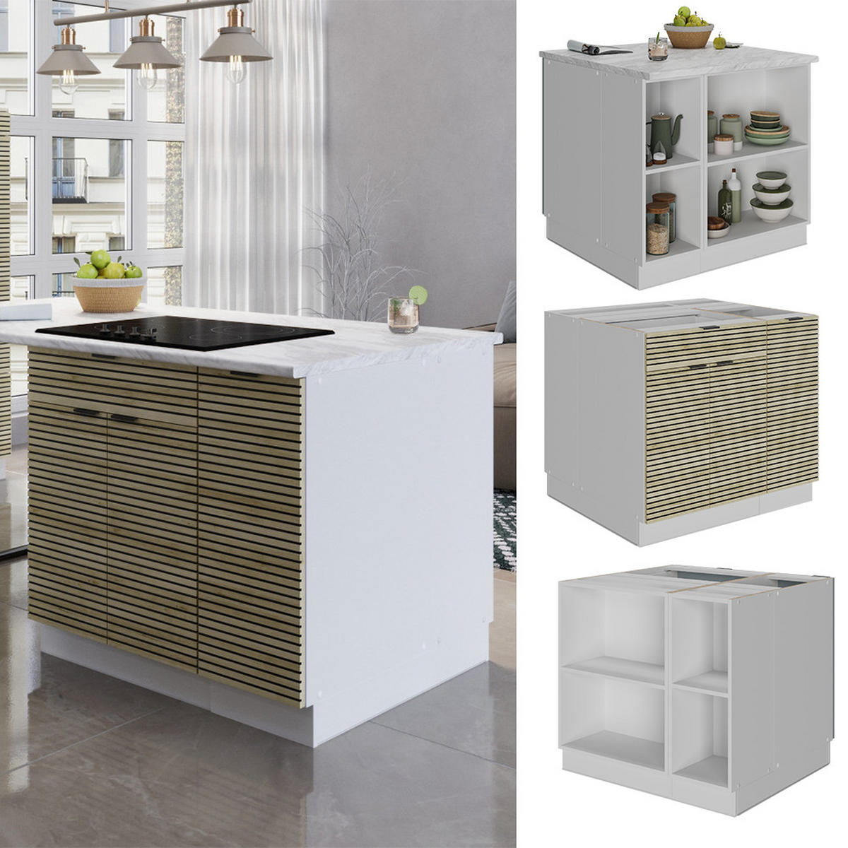 KUCHYŇSKÝ OSTROV Fame-Line Dubový panel - barva dubu, kompozitní dřevo (90/82/60cm) - Vicco