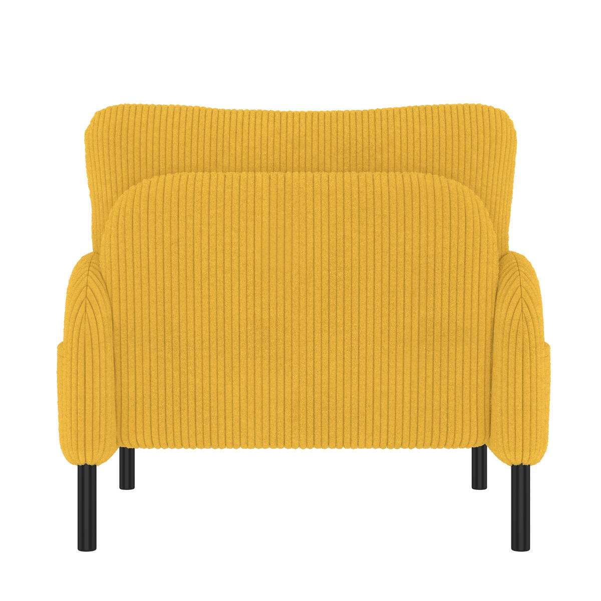 SESSEL Cord Gelb mit Seitentasche - Gelb, Textil/Metall (67/79/75cm) - WISHDOR