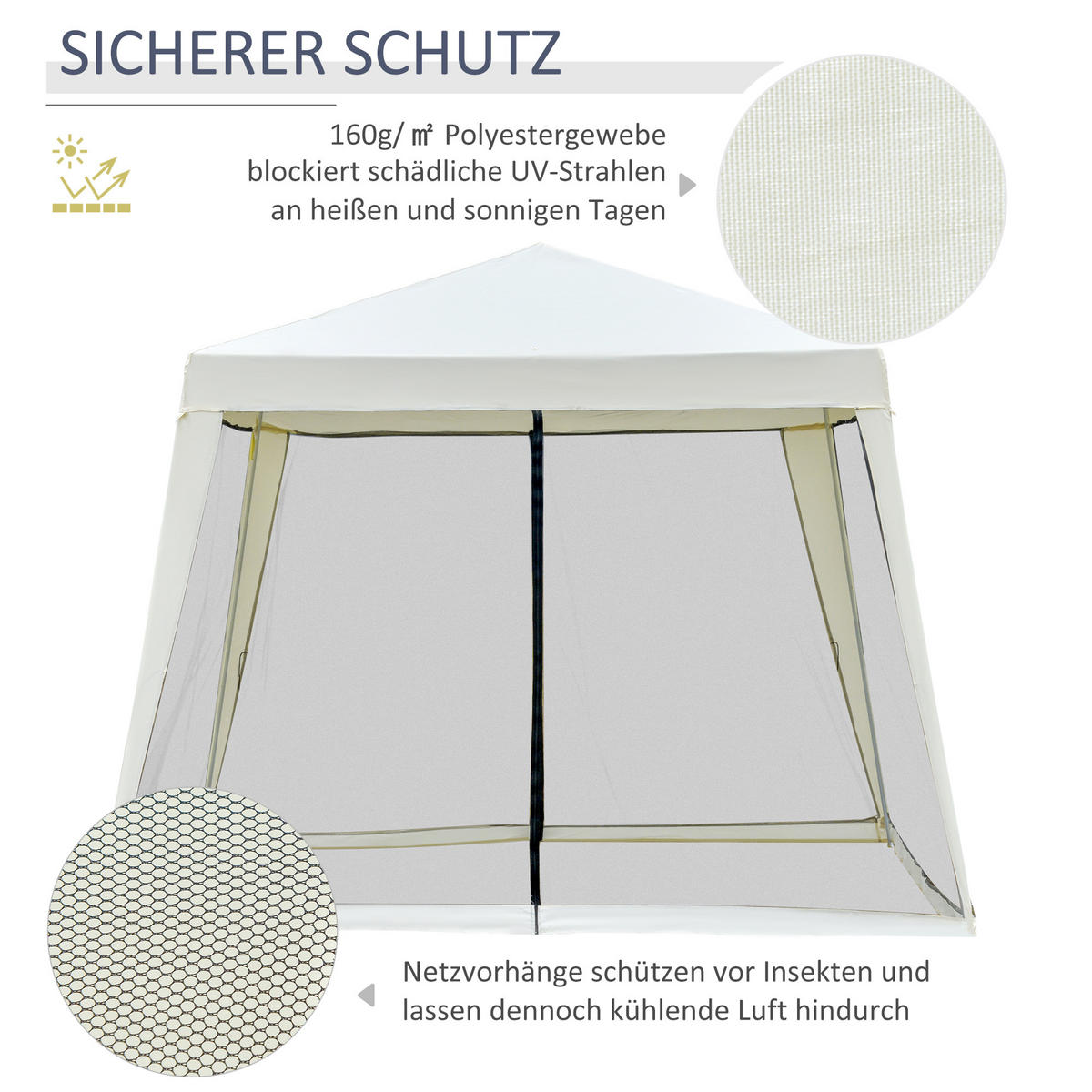 GARTENPAVILLON Metall+Polyester Crème - Creme, Kunststoff/Metall (300/245/300cm) - Outsunny