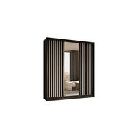 KLEIDERSCHRANK mit Spiegel-Schiebetüren und Aluminium-Leisten - LAMELO - 180 cm Schwarz+Schwarz+Weiß - Schwarz/Weiß, Holzwerkstoff (180/216/61cm) - ALTDECOR