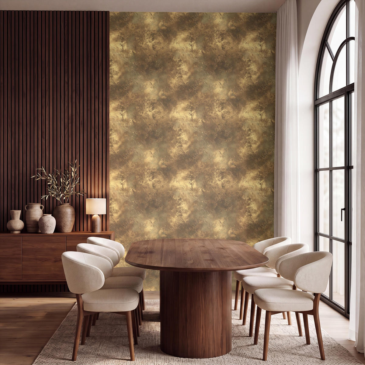 TAPETE - Antik - Metallic-Look - Gold - 180x300 cm - Messingfarben, Papier (180/300cm) - OnlyWow