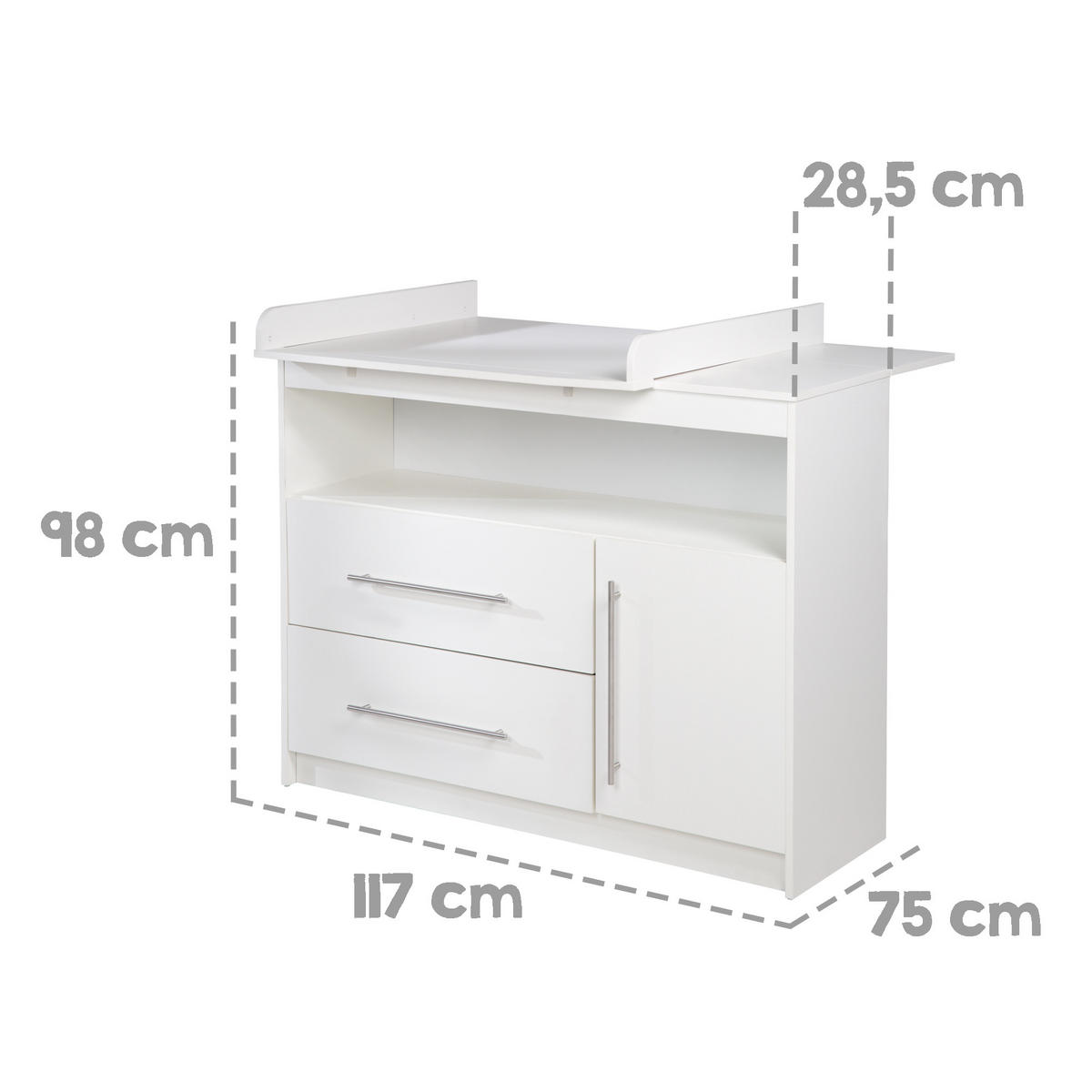 WICKELKOMMODE Maren - Weiß, Holzwerkstoff/Metall (117/98/75cm) - Roba