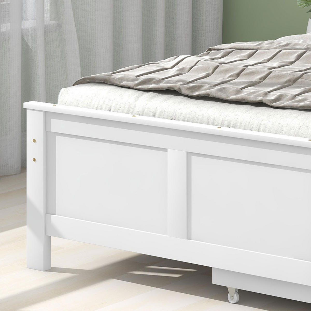 JUGENDBETT 90/200 cm in Weiß mit 2 Schubladen und Gitterkopfteil - Weiß, Holzwerkstoff (90/200cm) - STILVORA