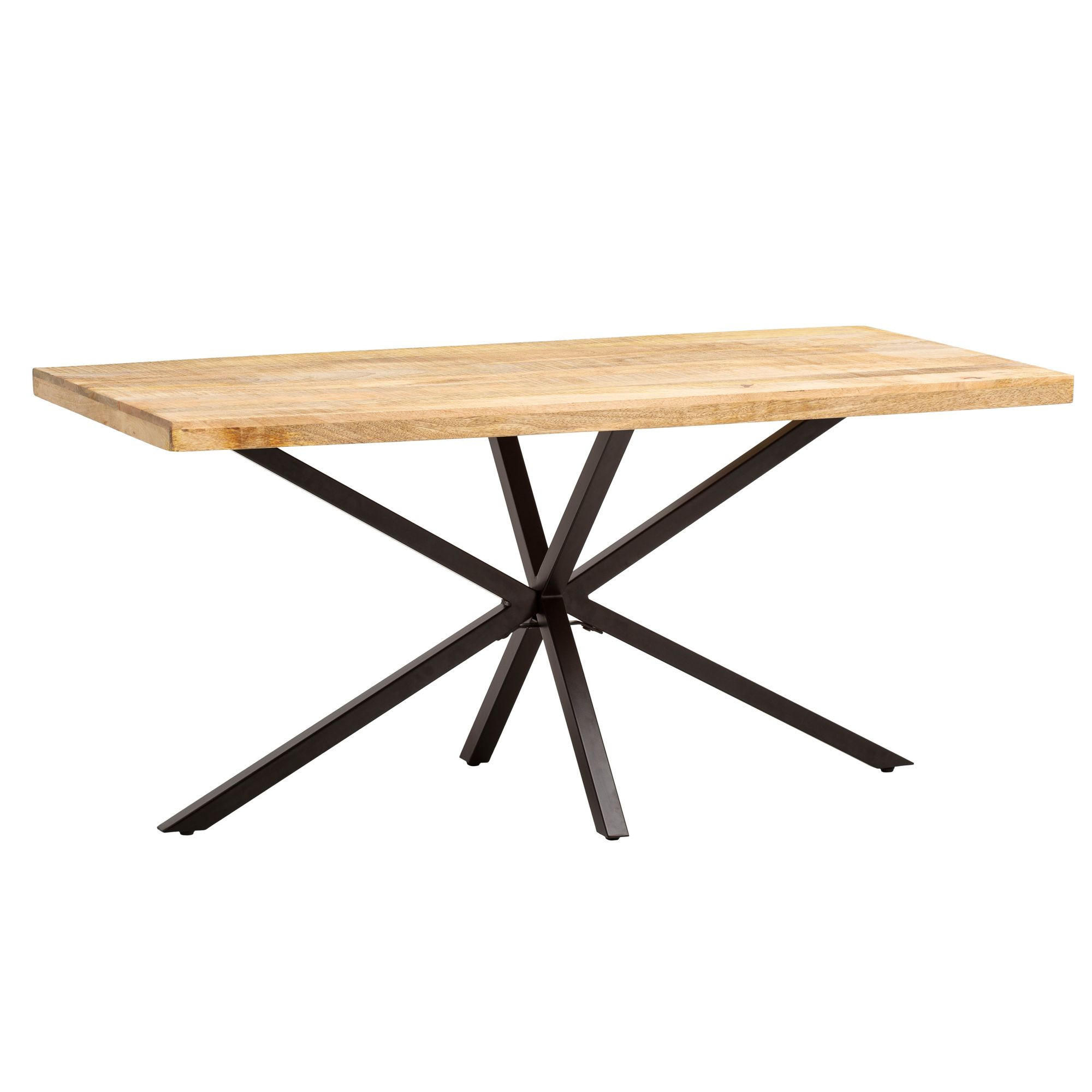 ESSTISCH Massivholz Metall Sterngestell Rechteckig Industrial, Mango 180x90x76 cm - Schwarz/Braun, Holz/Metall (90/180/76cm) - KADIMA DESIGN