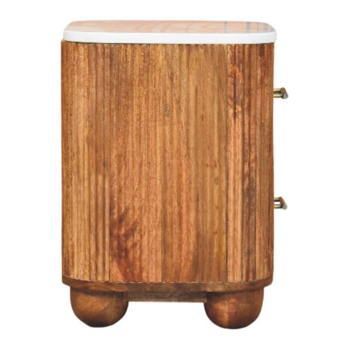 NACHTTISCH mit Golden-Teak-Finish, 2 Schubladen, Marmorplatte oben, braun. - Braun, Holz (45/49/35cm) - Artisan Furniture