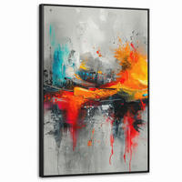 LEINWAND Bilder mit Rahmen - Moderne Kunst - Orange - Grau - Abstrakt - 80x120 - Hellgrau, Textil (80/120cm) - MuchoWow