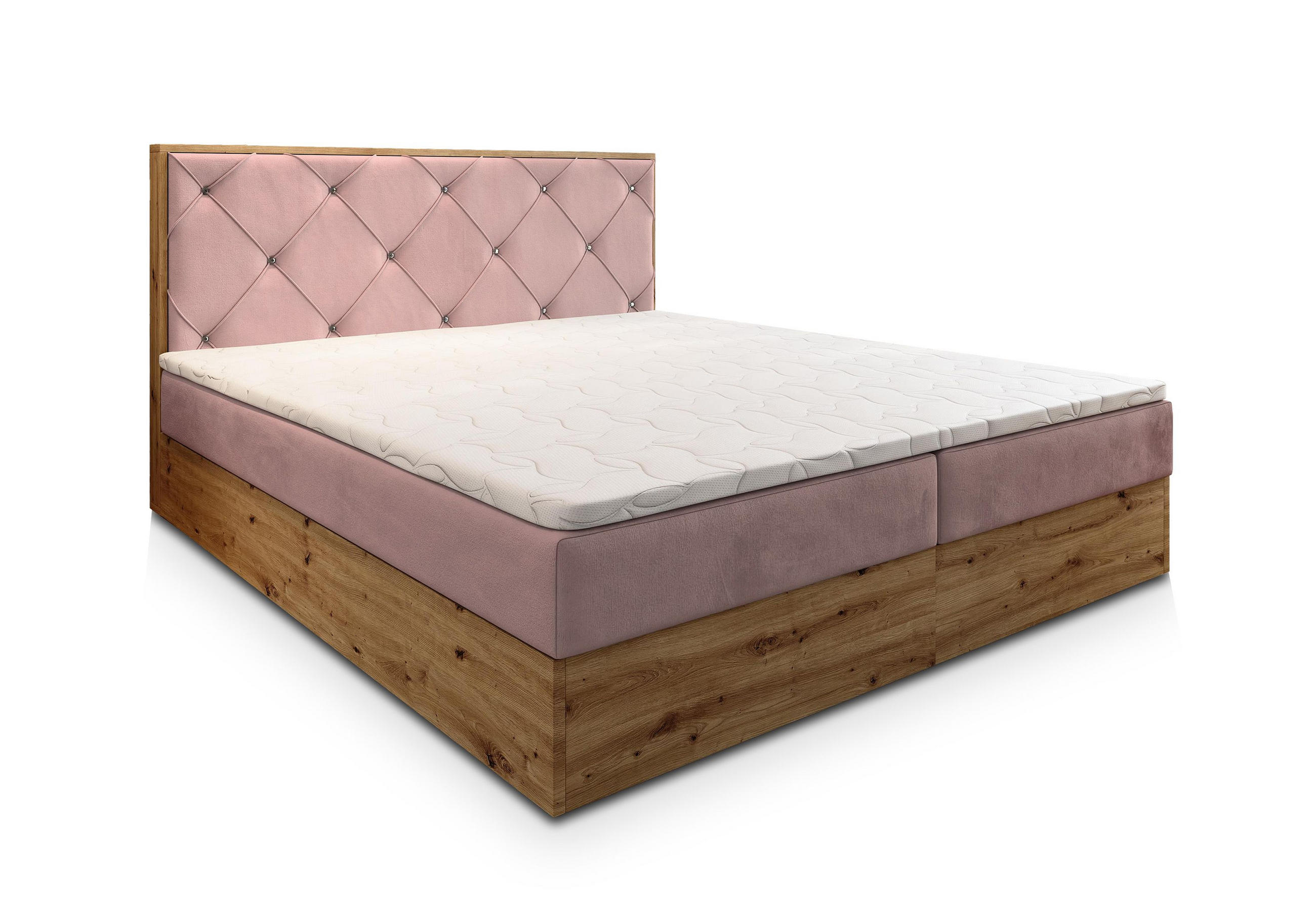 BOXBETT FOSCO 160x200 cm mit Matratze und Topper - Rosa - Rosa, Holz (160/200cm) - MASSENO