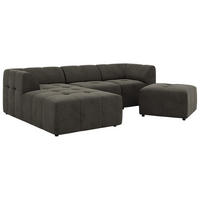 ECKSOFA VORITA L 4M - Dunkelgrau Velvet - Links Seite - Dunkelgrau/Schwarz, Kunststoff/Textil (267/176cm) - MKS