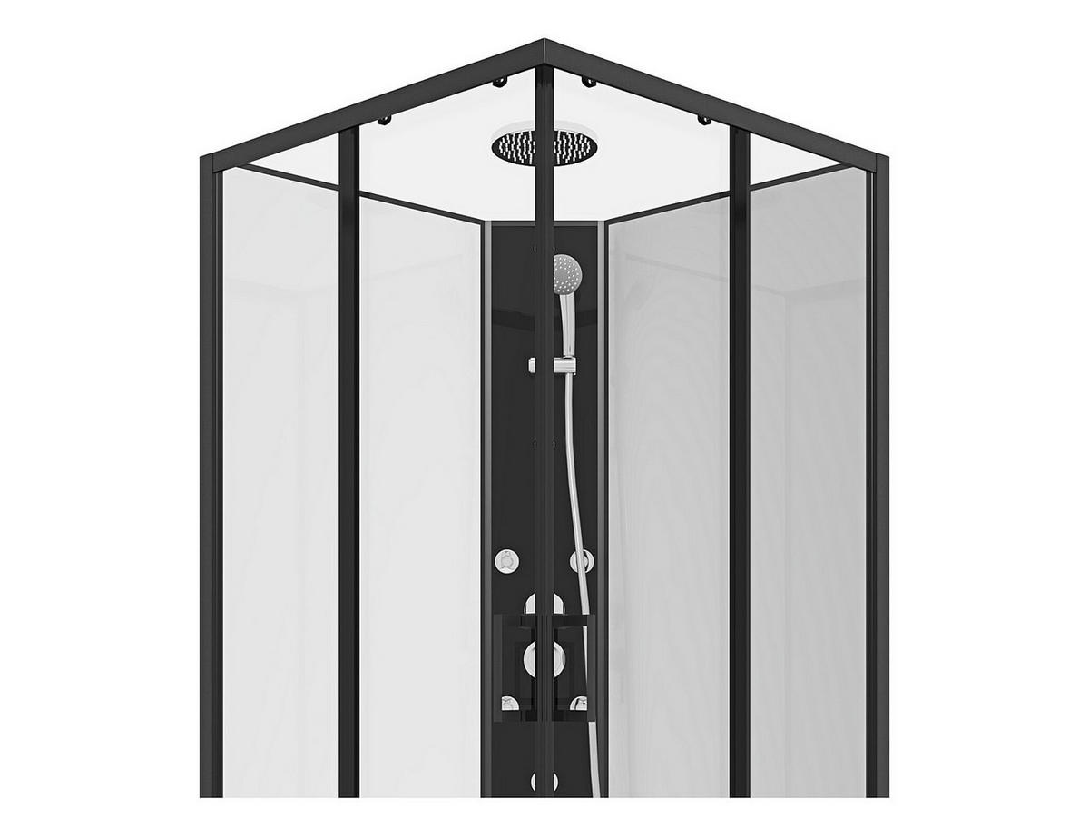 ECK-DUSCHKABINE mit Hydromassage - 80 x 80 x 225 cm - KIVORA - Schwarz, Glas (80/80/200cm) - Vente-Unique
