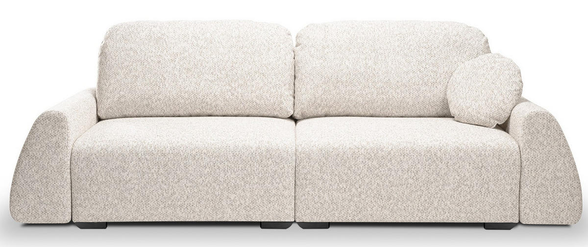 SCHLAFSOFA Moderne ALMI mit Schlaffunktion – 3-Sitzer Sofa mit Bettkasten, DL-Automat, 2 Rückenkissen, 260x100x80 cm, Beige - Beige, Holz/Textil (260/80/100cm) - DomoHome