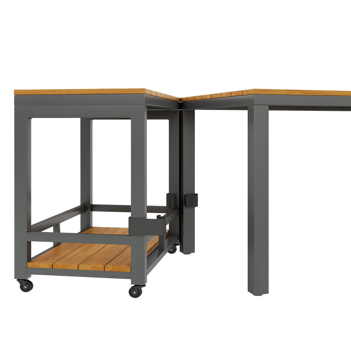 GARTENSETS aus Eisen 150x79,5x75cm Grau mit abnehmbarem Tisch - Grau, Metall - Modfu