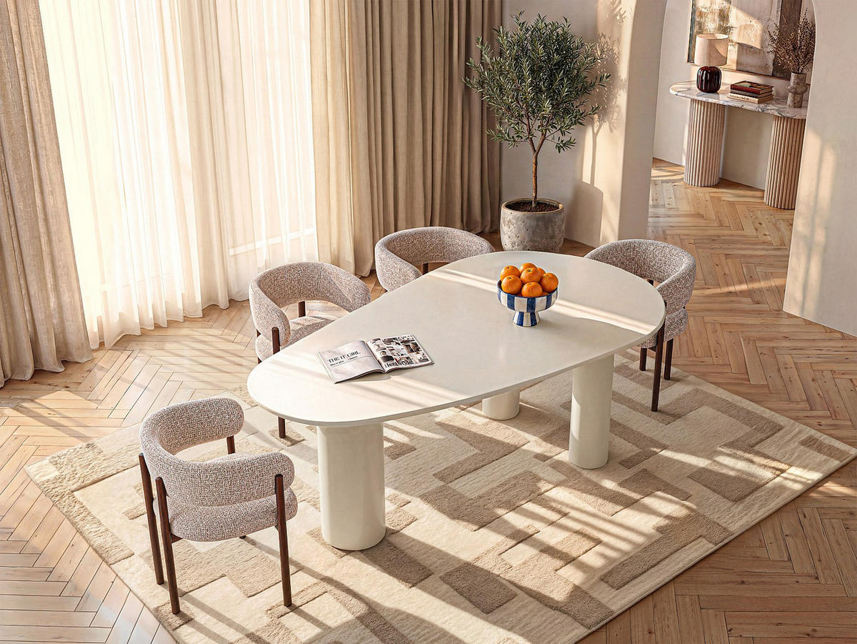 ESSTISCH - 8 Personen - holz - beige Olasko - Beige, Holz (118/229/76cm) - Vente-Unique