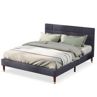 POLSTERBETT 140/200 cm grau aus Massivholz mit Matratze und Lattenrost - Grau, Holzwerkstoff (140/200cm) - OKWISH