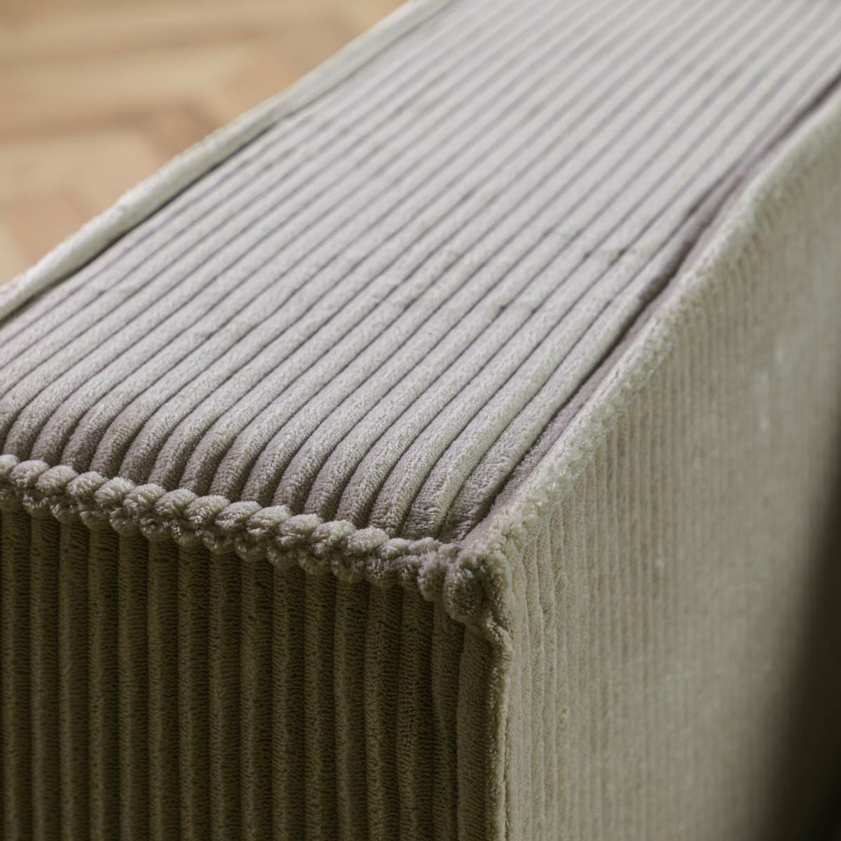 ECKSOFA Ottomane rechts Cord Velours 266x150x80 grün FINN - Grün, Kunststoff (266/150cm) - Massivmoebel24