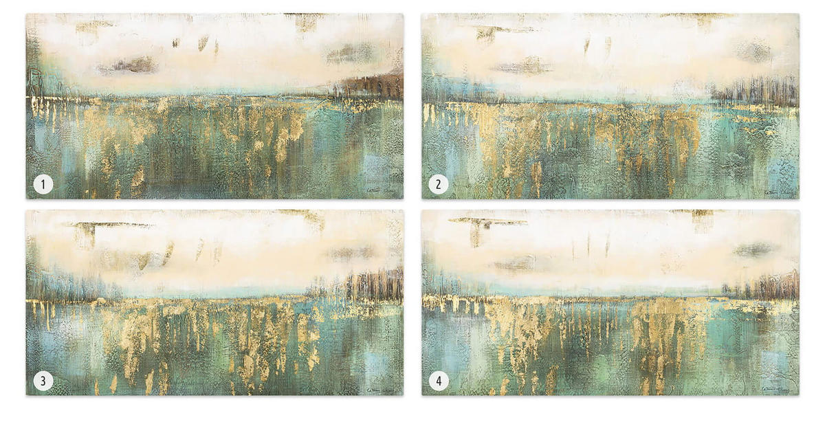 ÖLGEMÄLDE 120/60 cm - Türkis/Beige, Holz/Textil (120/60cm) - KUNSTLOFT