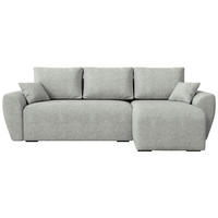 ECKSOFA Rotterdam mit Schlaffunktion Grau Bouclé - Hellgrau, Textil (238/141cm) - Bromarkt