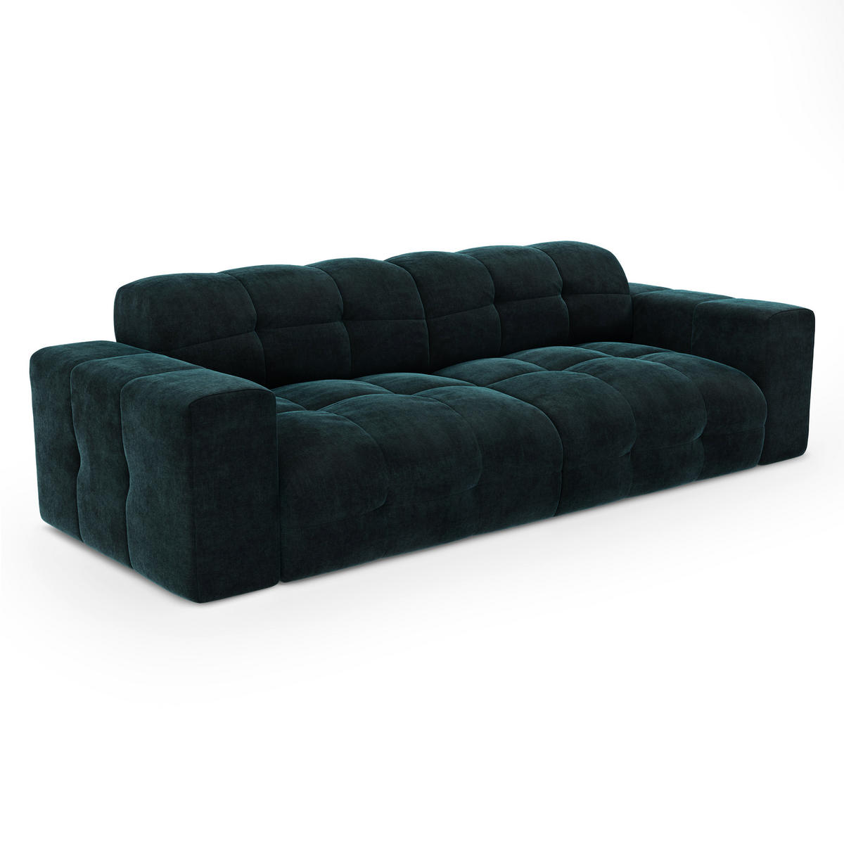 SOFA 4-SITZER Samt pfauenblau 230 cm - Blau/Hellblau, Textil (230/45/32cm) - Sia Home