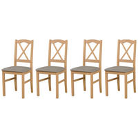 STUHL Nilo 11 (4er Set) - Graubraun/Sonoma Eiche, Holz (43/94/40cm) - Leaf Design