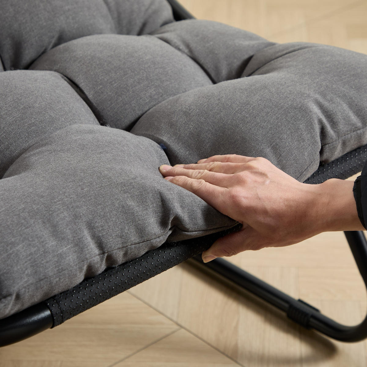 SESSELSET, Relaxsessel mit Hocker,Stahlrahmen,Polyester,Grau - Hellgrau, Kunststoff (78/86/65cm) - LVHOM