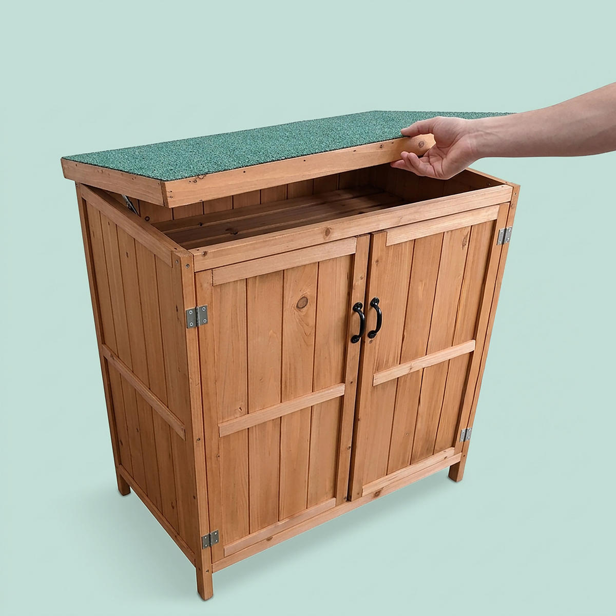 GARTENSCHRANK Hellbraun Holz 88x75 cm - Hellbraun, Holz/Papier (75/88/44cm) - Relaxdays