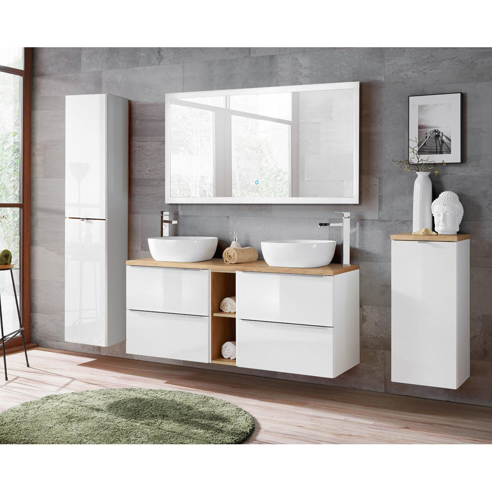 BADMÖBEL-SET 4-TLG. Toskana-56 - Weiß, Holzwerkstoff (250/190/46cm) - Lomado