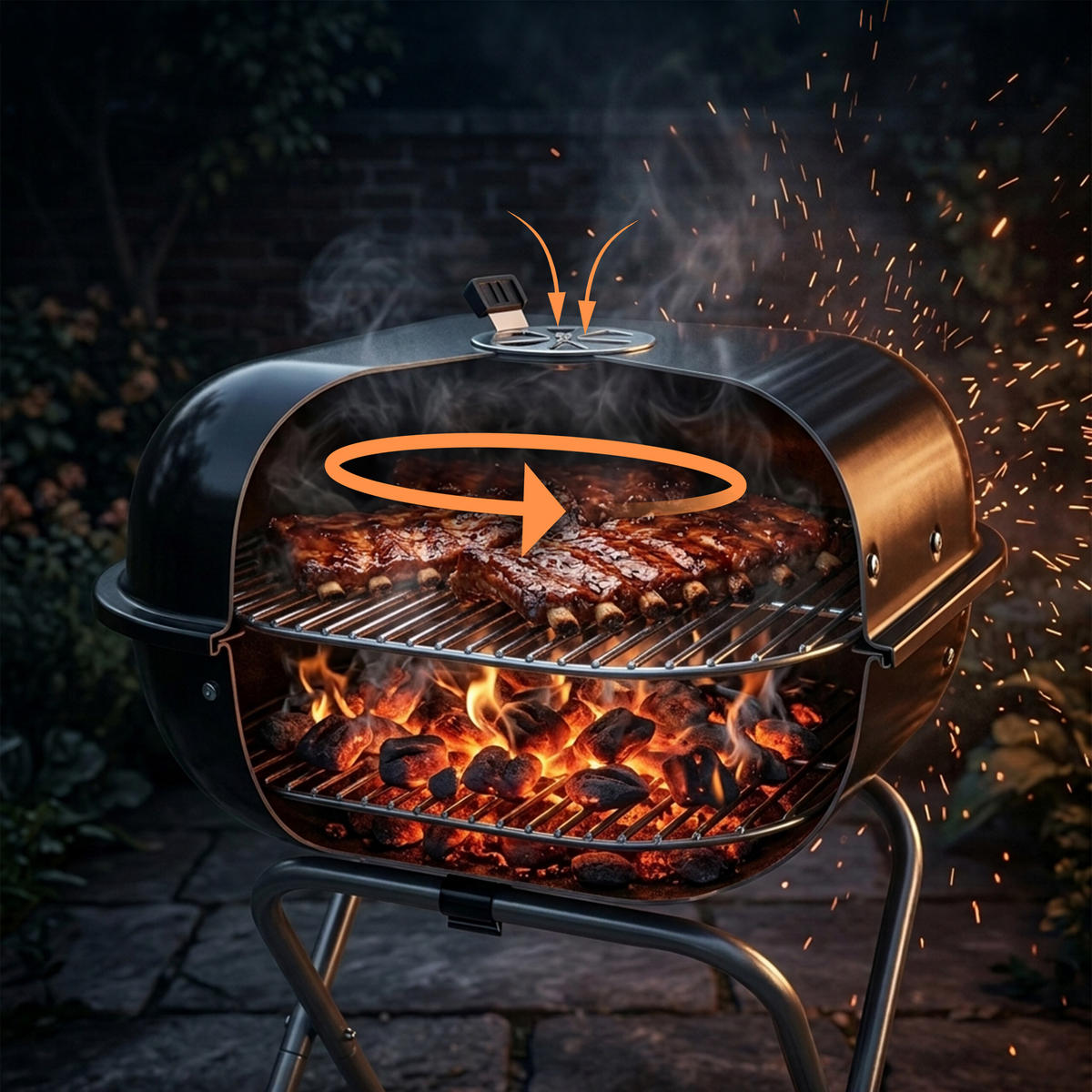 HOLZKOHLEGRILL - Schwarz, Kunststoff/Metall (47/81/54cm) - Relaxdays