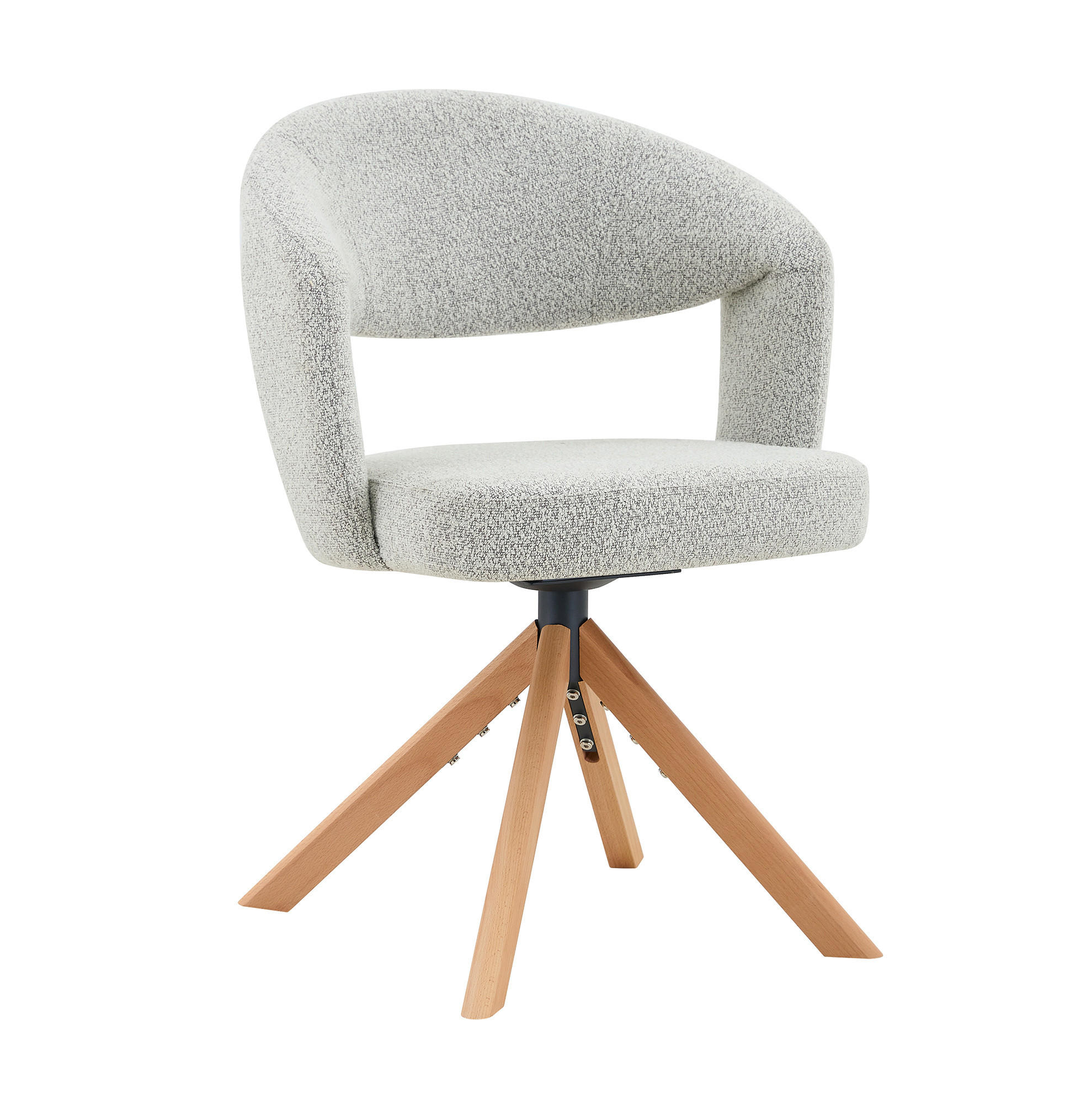 DREHSTUHL 2er-Set 360° drehbar Stoff Hellgrau Massivholz - Hellgrau, Holz (47.5/81.5/47cm) - Meubliv