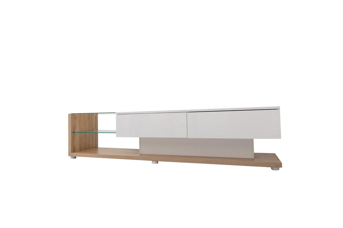 TV-BOARD Weiß und Holzfarben 170/36/38 cm mit LED-Beleuchtung - Weiß, Holzwerkstoff (170/38/36cm) - PANGIVO
