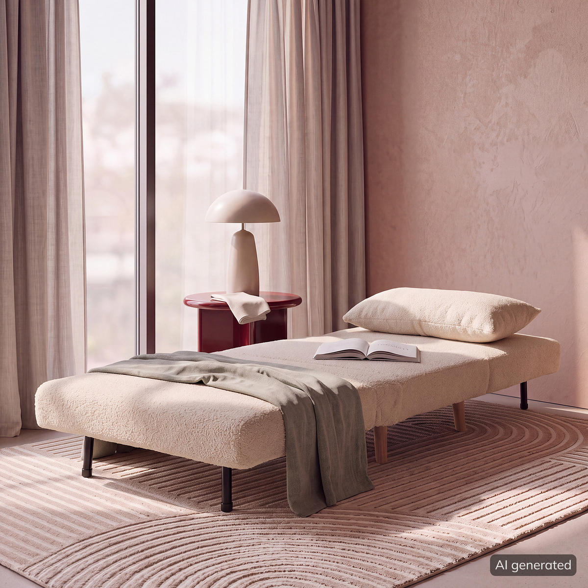 SCHLAFSESSEL - Textil / Teilmassivholz - Buchefarben/Weiß, Holz/Buchenholz (77/81/90cm) - home24