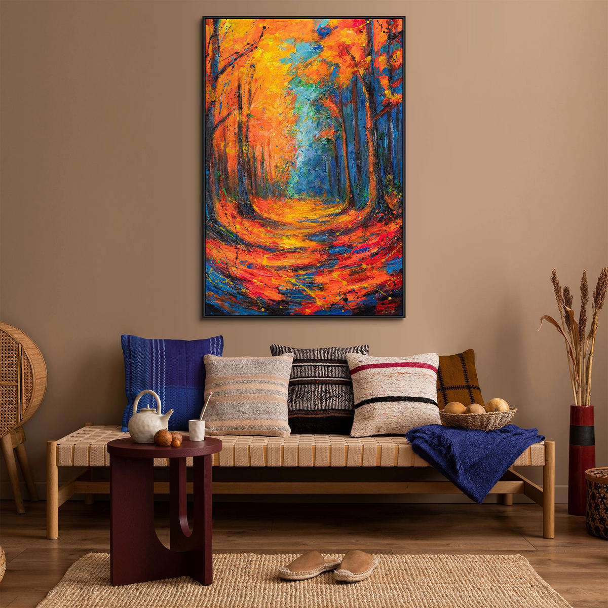 GEMÄLDE Atem des Laubs Schattenfugenrahmen Gelb 140x100 cm - Gelb, Holz (140/100cm) - YS-art gallery
