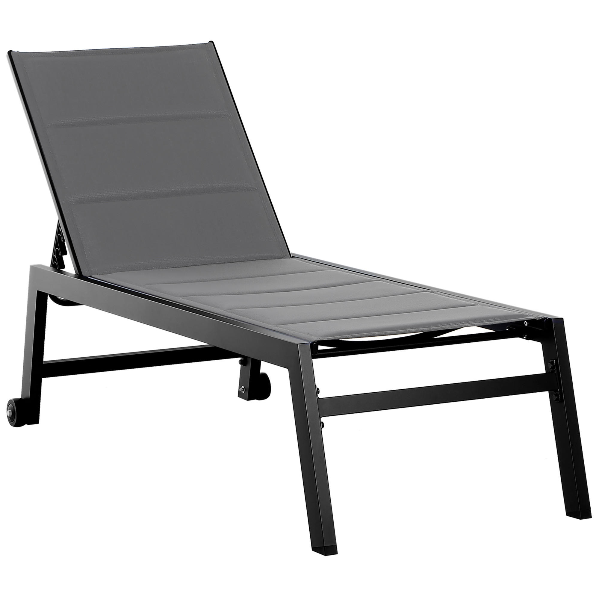 SONNENLIEGE 5-fach verstellbare Gartenliege 168*65*102 cm - Schwarz, Metall (168/102/72cm) - Vallsero