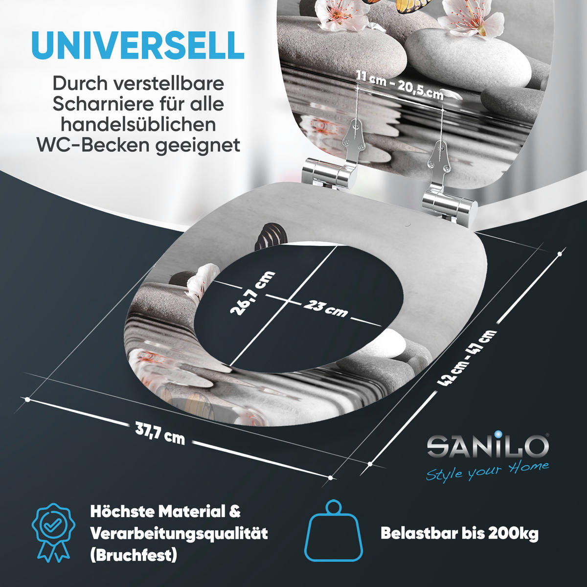 WC-SITZ mit Absenkautomatik Vanesa - Grau, Holzwerkstoff (38/6/47cm) - Sanilo