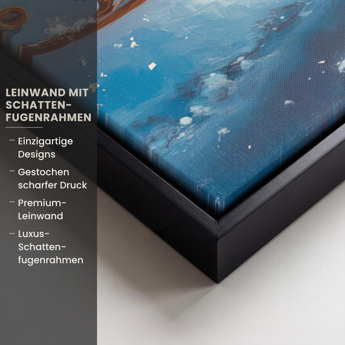 LEINWAND Bilder mit Rahmen - Weihnachtsmann - Rentier - Weihnachten - Schnee - 60x40 - Cognac, Textil (60/40cm) - MuchoWow