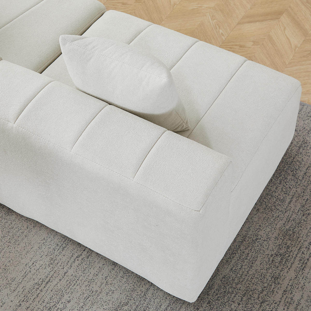 SITZGARNITUR Geschwungen modular 6-Sitzer mit 2 Kissen, DE-42718, Beige - Beige, Textil (444.5/73.6/83.5cm) - ComfortXL