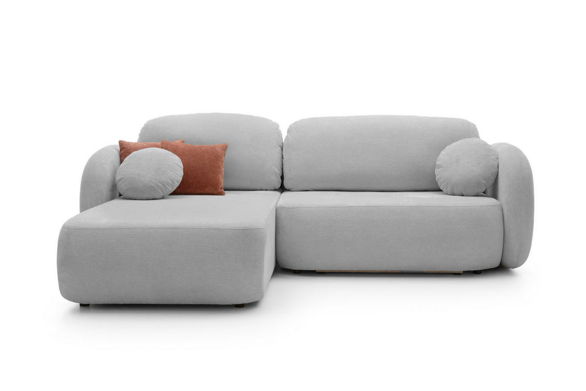 ECKSOFA OLIO L-Form Schlaffunktion mit Bettkasten, lose Rückenkissen, freistehend, LINKS 174x248 cm Grey - Hellgrau, Holz/Textil (174/248cm) - DomoHome