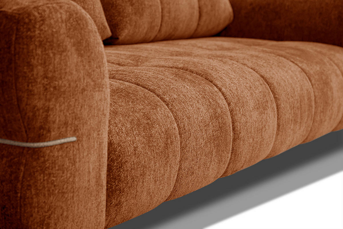 SOFA SALVINI 3-Sitzer, dunkelorange - Dunkelorange/Schwarz, Holzwerkstoff/Textil (176/88/99cm) - Courtois Laville