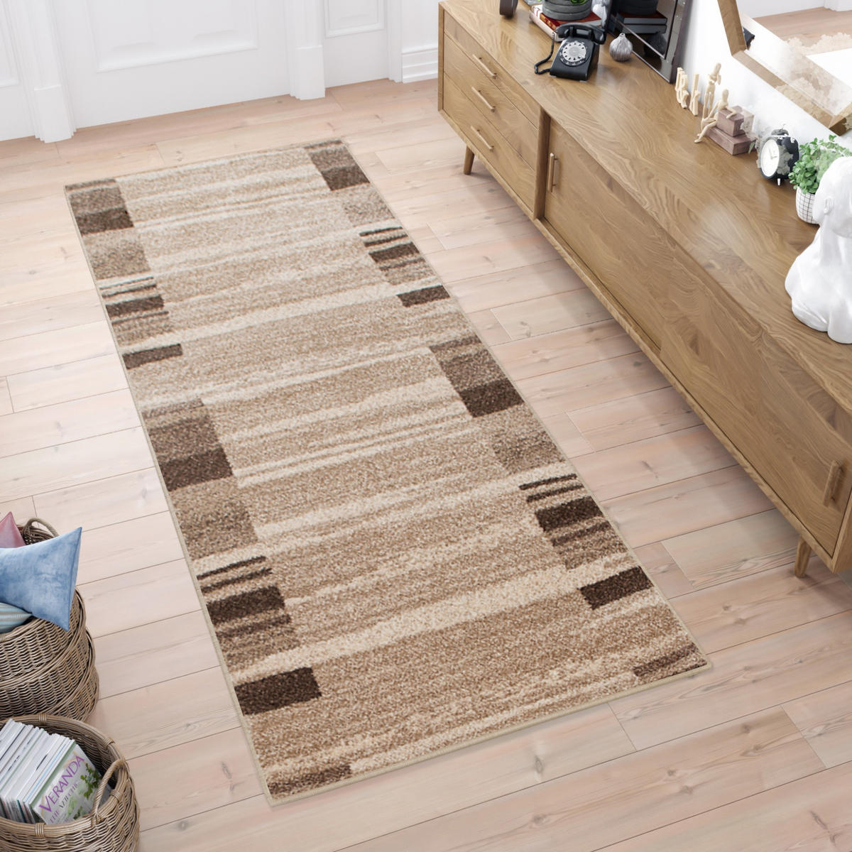 LÄUFER SARI Taupe 70/1500 cm - Taupe, Textil (70/1500cm) - Tapiso