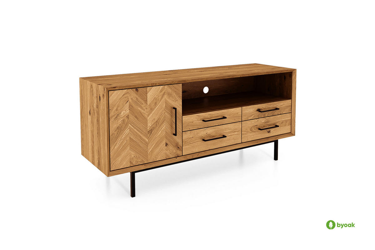 TV-STÄNDER BREIT LEON Wildeiche - Wildeiche, Holz (144/65/45cm) - byoak