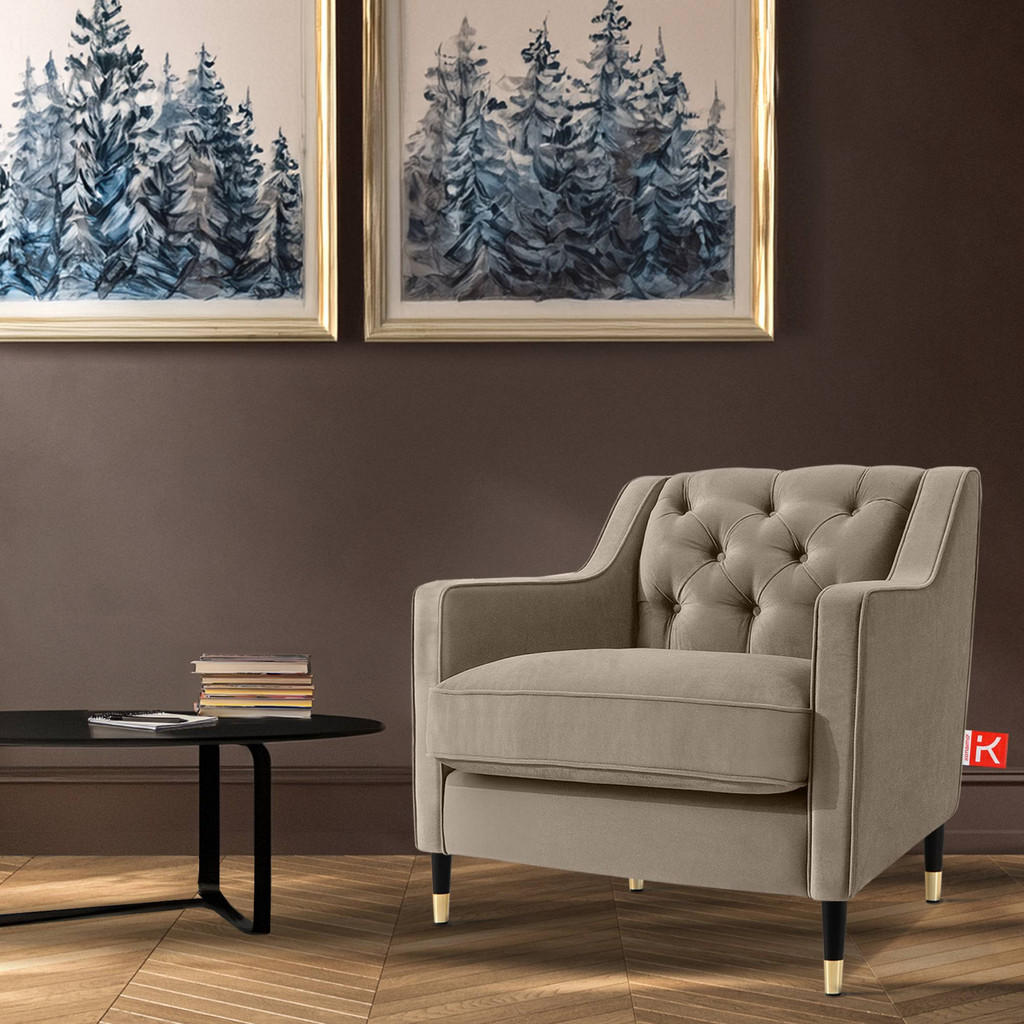 Thumbnail - Konsimo® Sessel, Beige, Holz, Holzwerkstoff, 1-Sitzer, 77x78x80 cm, Wohnzimmer, Sessel, Polstersessel
