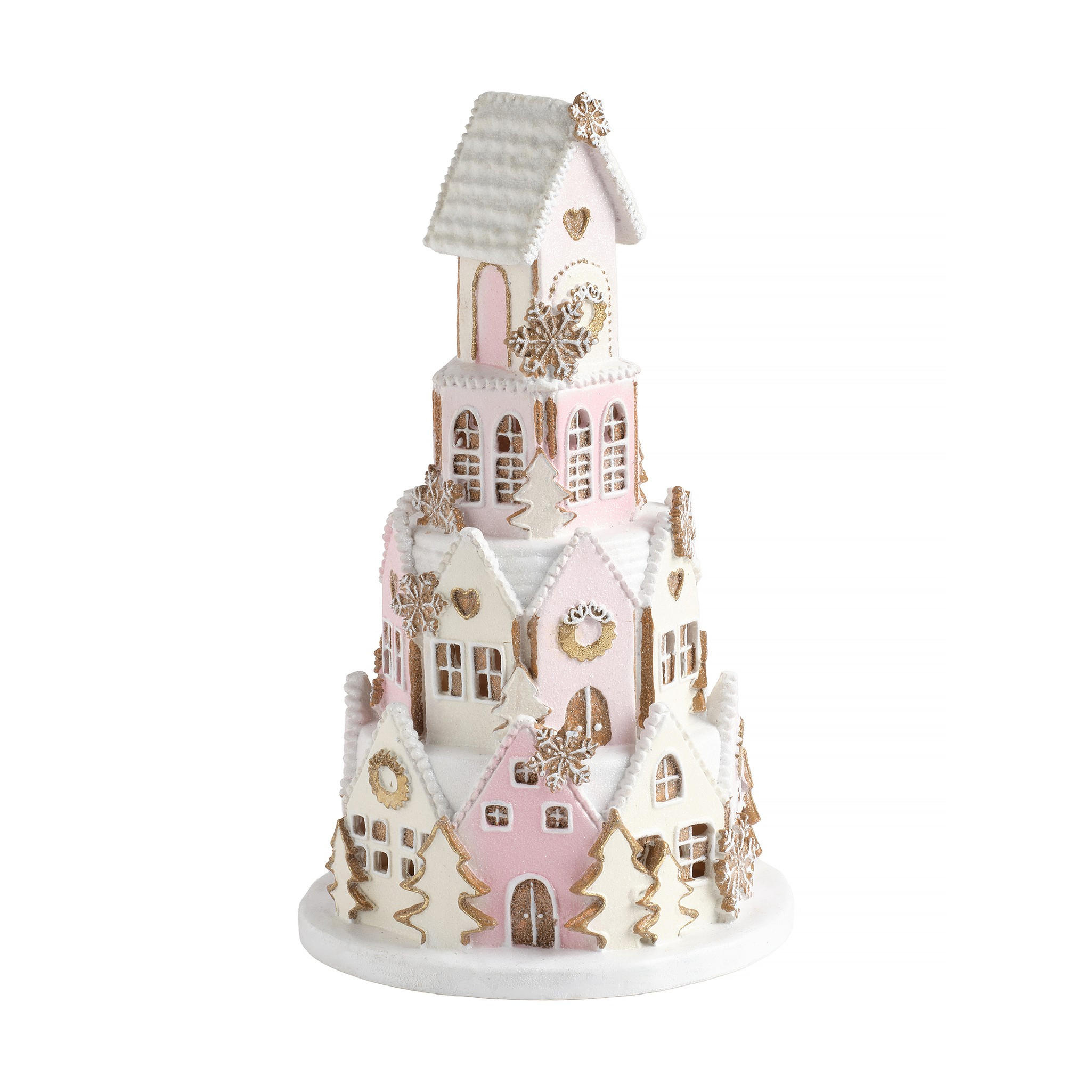 DEKOFIGUR Led SWEETHOUSE, 41 x 23 cm, Rosa, Beleuchtet Weihnachtsfigur, Weihnachtsdeko, Deko Wohnzimmer, Winter Christmas, XMAS Geschenk - Hellrosa, Kunststoff (23/41/23cm) - home&you