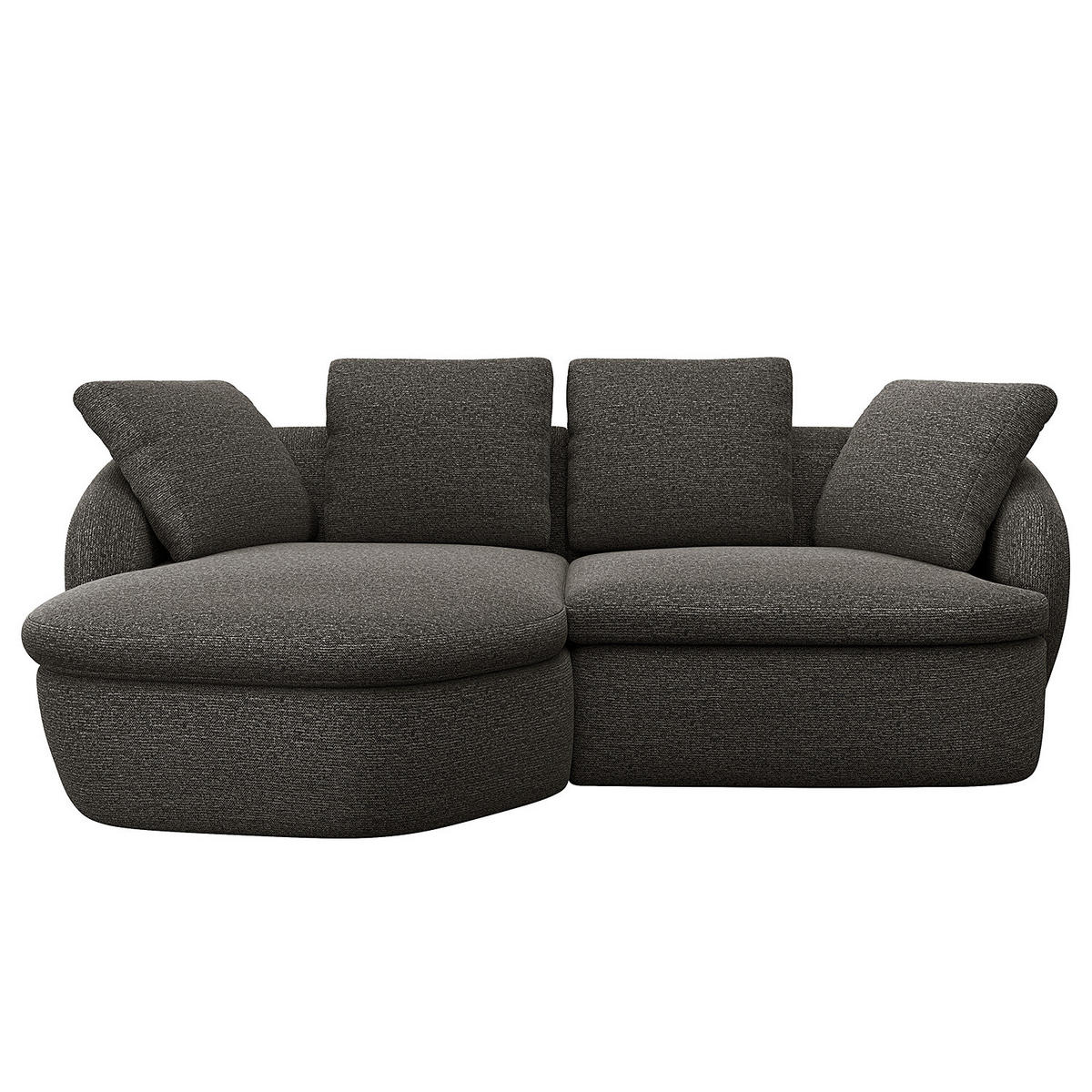 ECKSOFA mit Longchair - Anthrazit/Schwarz, Kunststoff/Textil (217/146cm) - home24