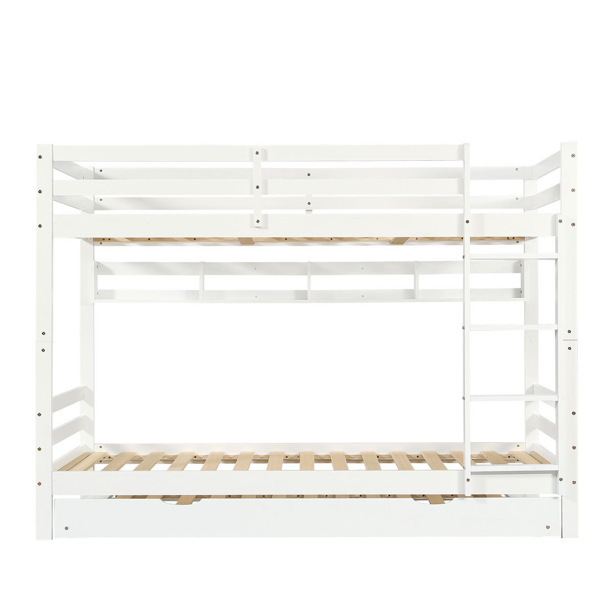 ETAGENBETT 90/200 cm weiß aus Kiefer/MDF mit Ausziehbett - Weiß, Holz (90/200cm) - OKWISH