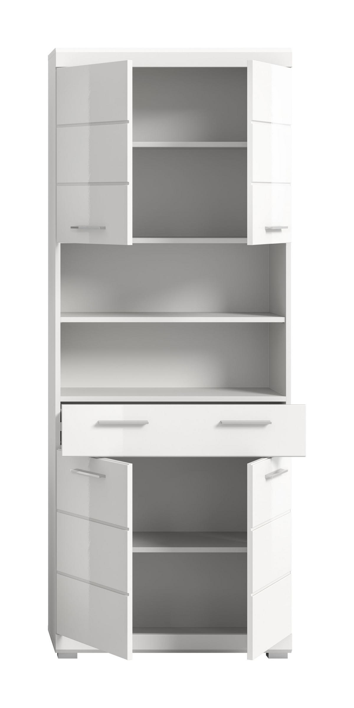 HOCHSCHRANK Scout Bad in weiß Nachbildung und weiß hochglanz B/H/T: 74x191x31 cm - Weiß, Holz (74/191/31cm)